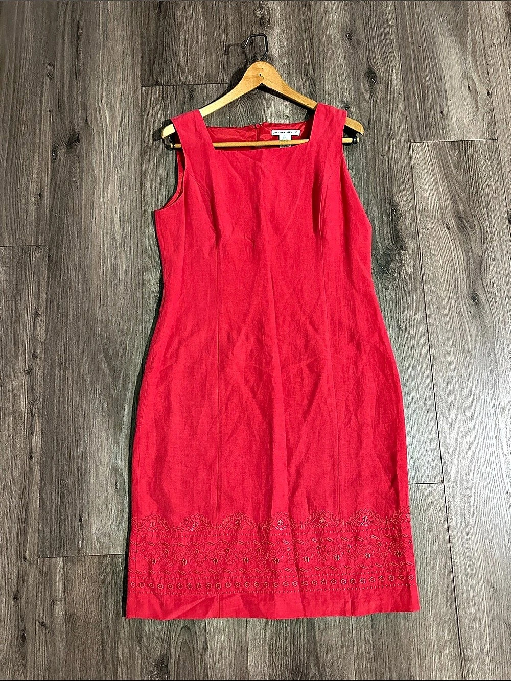 Jillian Jones Red Sleeveless Embroidered Midi Dress Size 10
